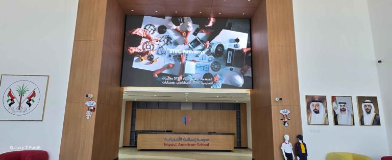 P2.5 outdoor installed in reception area largest led screen in sharjah at impact american school