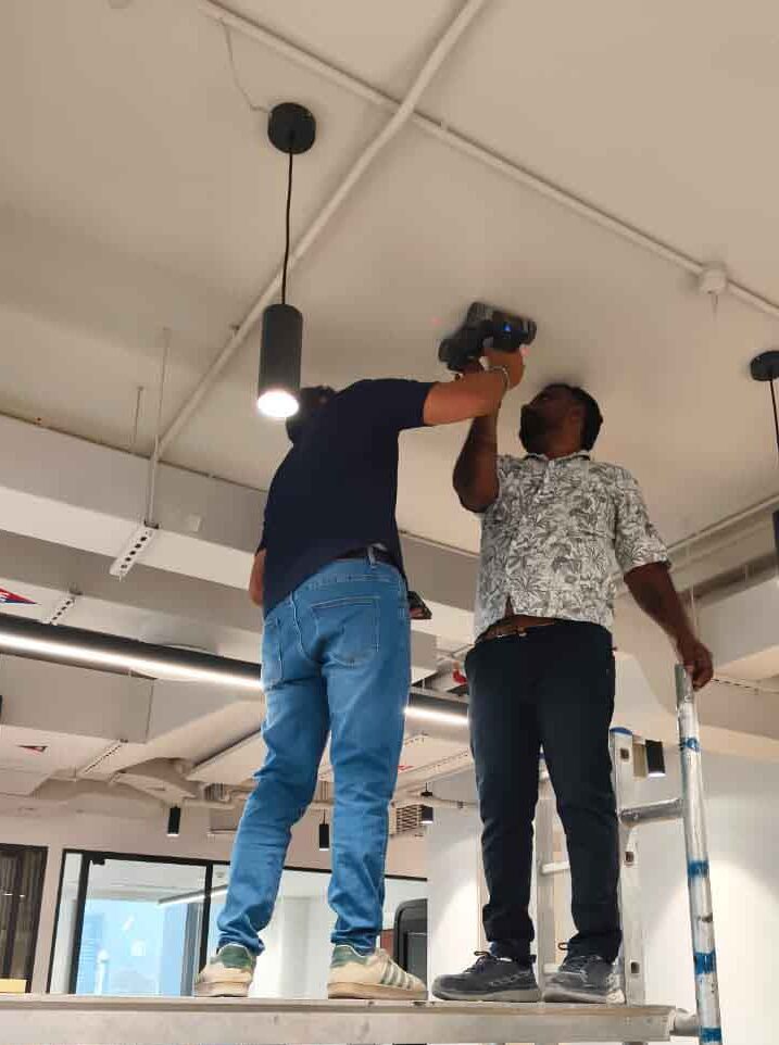 GPR scanning and anchor point preparation for circular ticker LED screen
