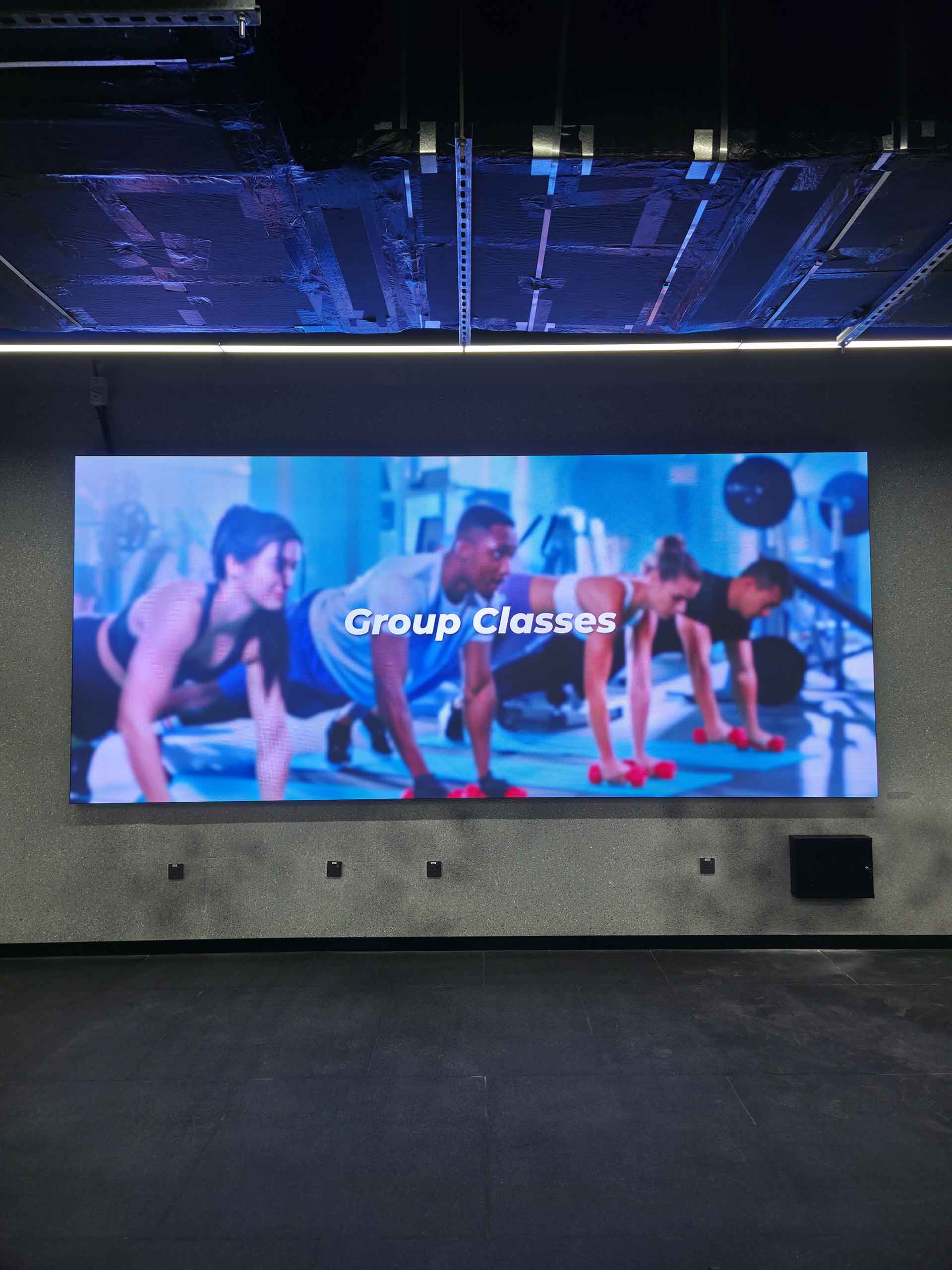 P2.5 indoor LED screen installed in MyPT Fitness Center cardio section Abu Dhabi