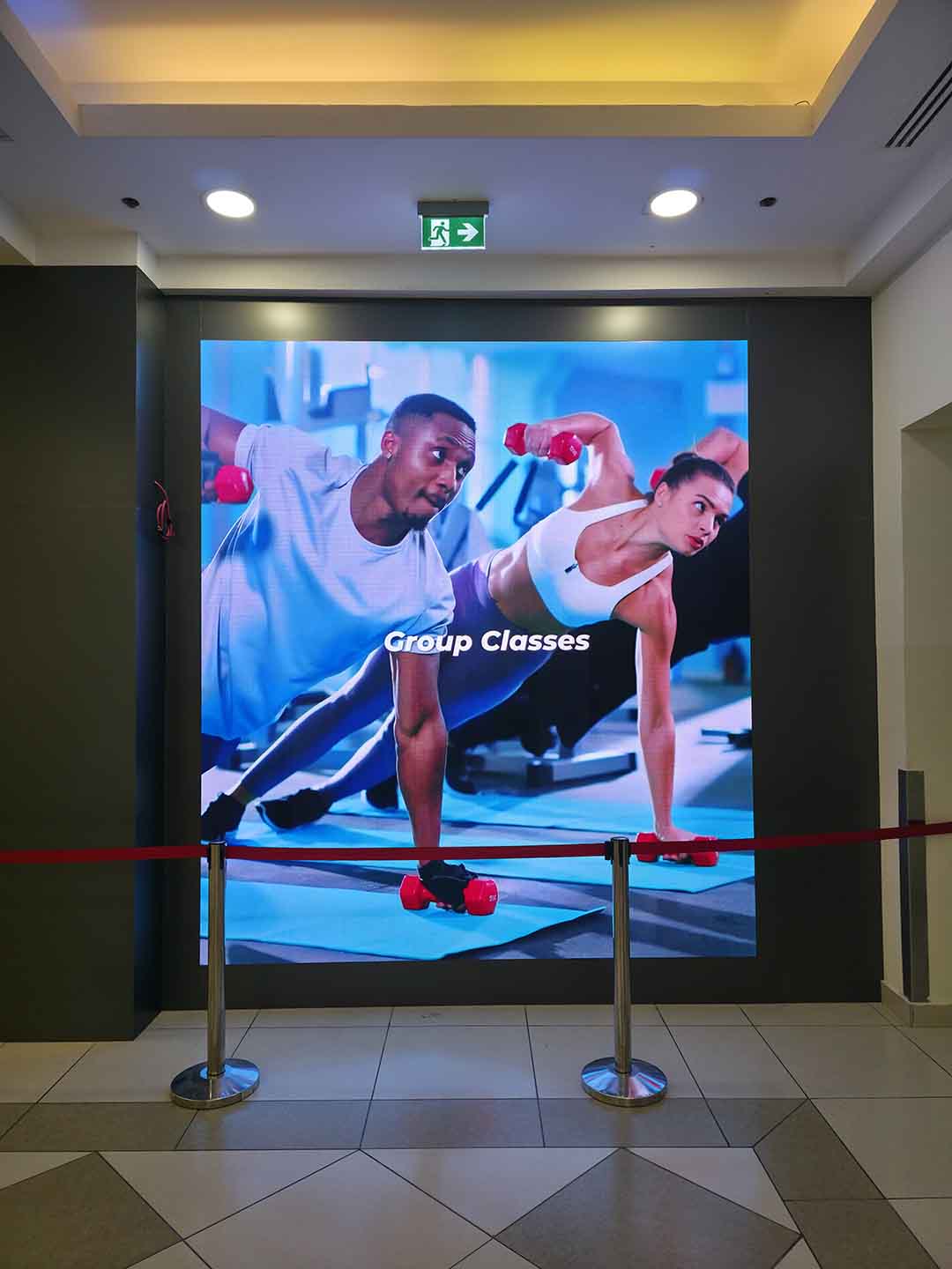Large gym LED video wall in MyPT fitness studio Abu Dhabi