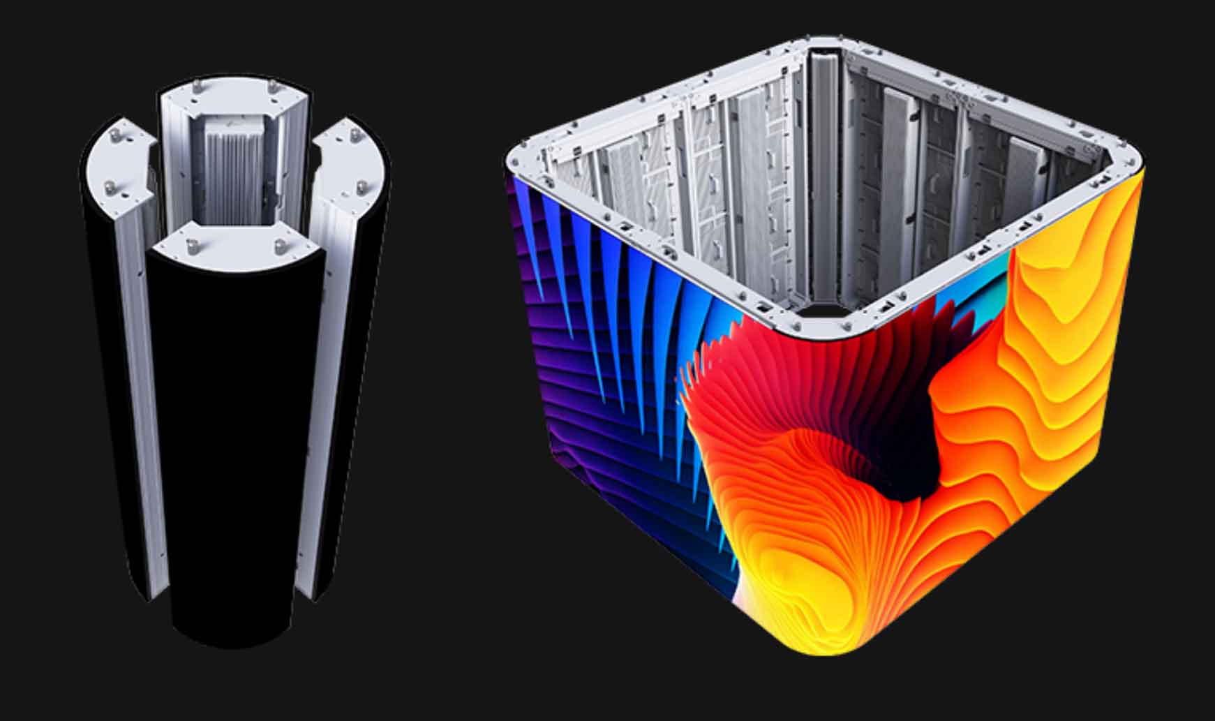 Premium Series LED display illustration showing a curved-corner cabinet configuration