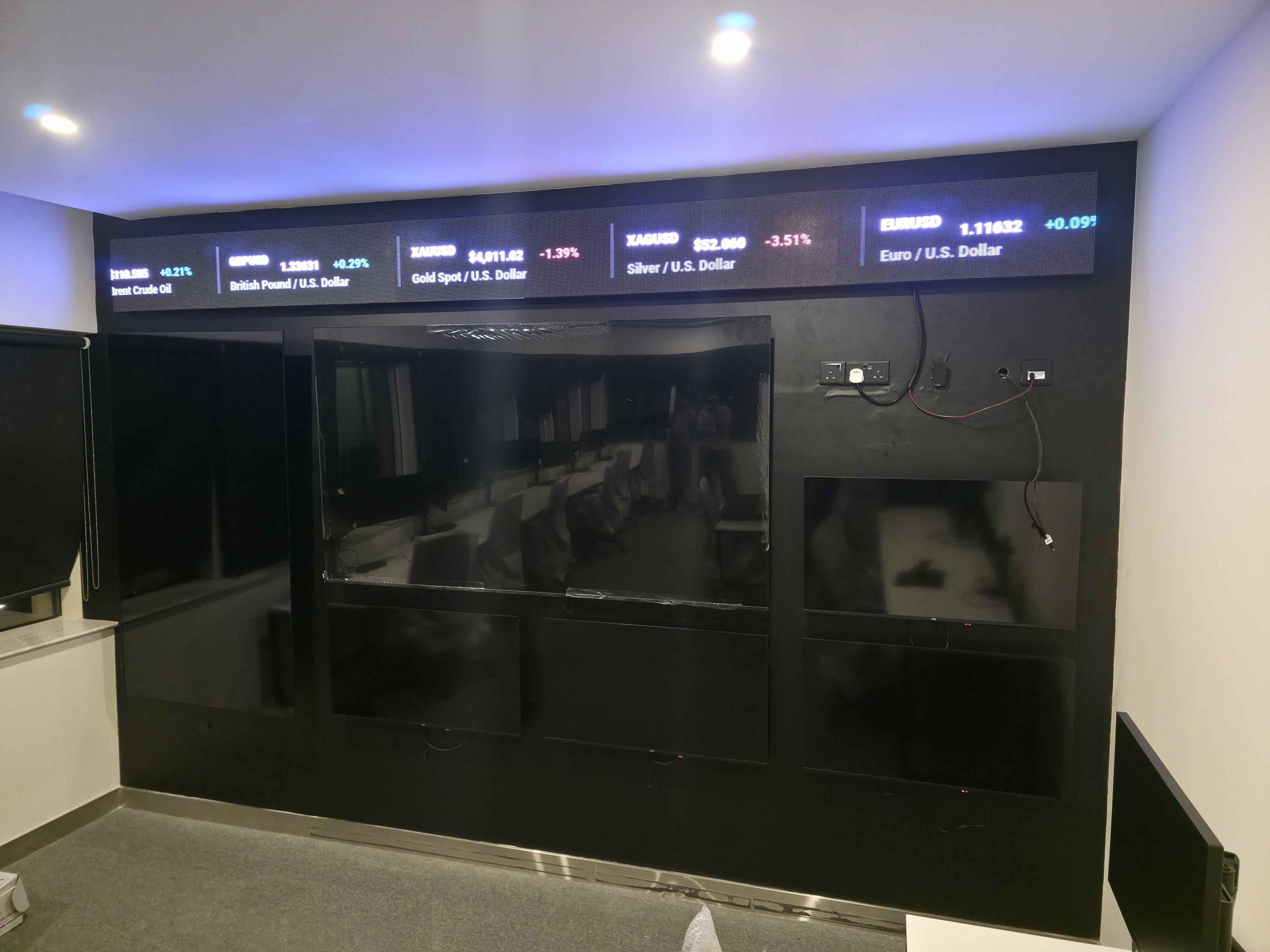 Epix ticker LED screen displaying financial prices for PANAFRICAN in JLT Dubai