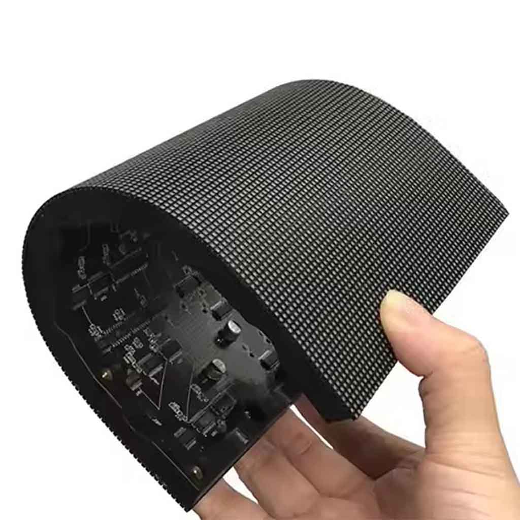 Flexible curved LED display panel bent into a curved shape