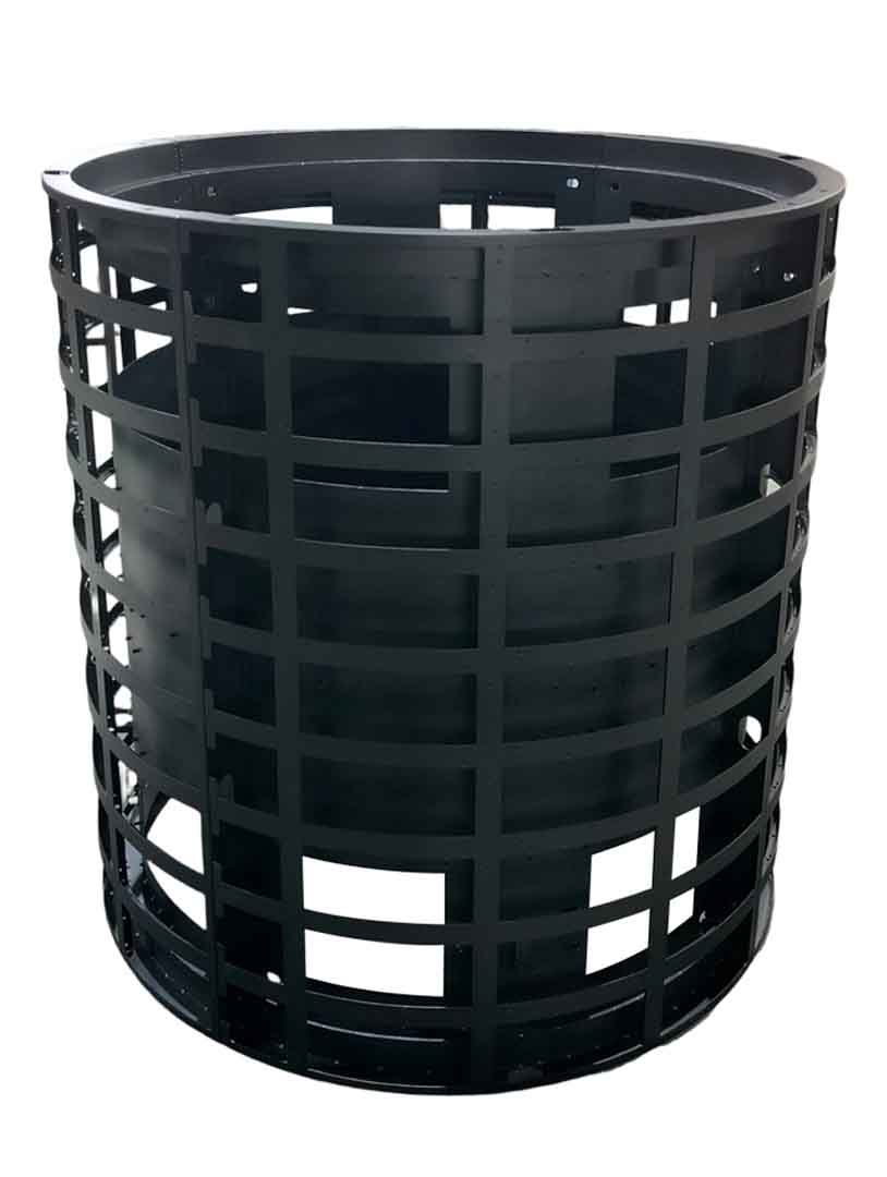 Custom cylindrical supporting structure for flexible LED display modules